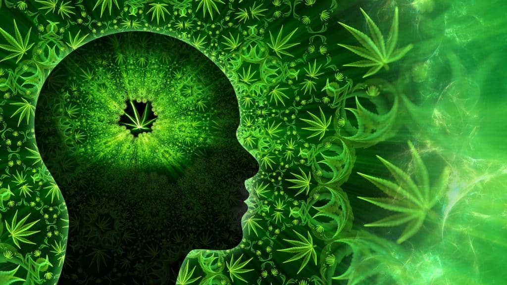 Marijuana themed fractal art, demonstrating the link between cannabis and mental health 