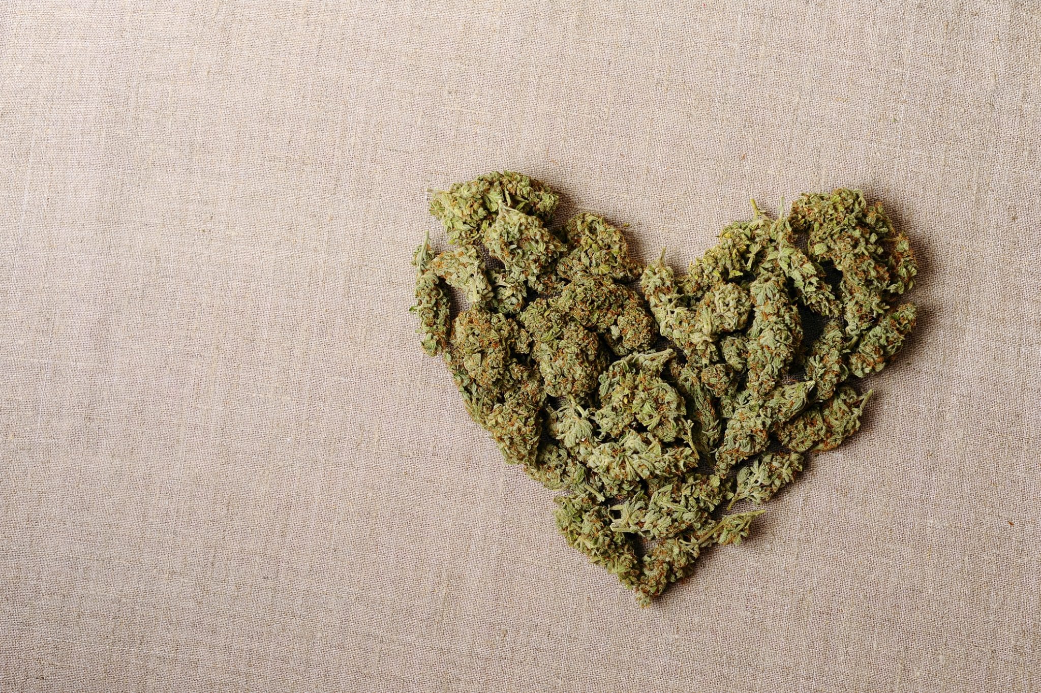 A heart made of premium cannabis buds from Michigans best weed dispensary.